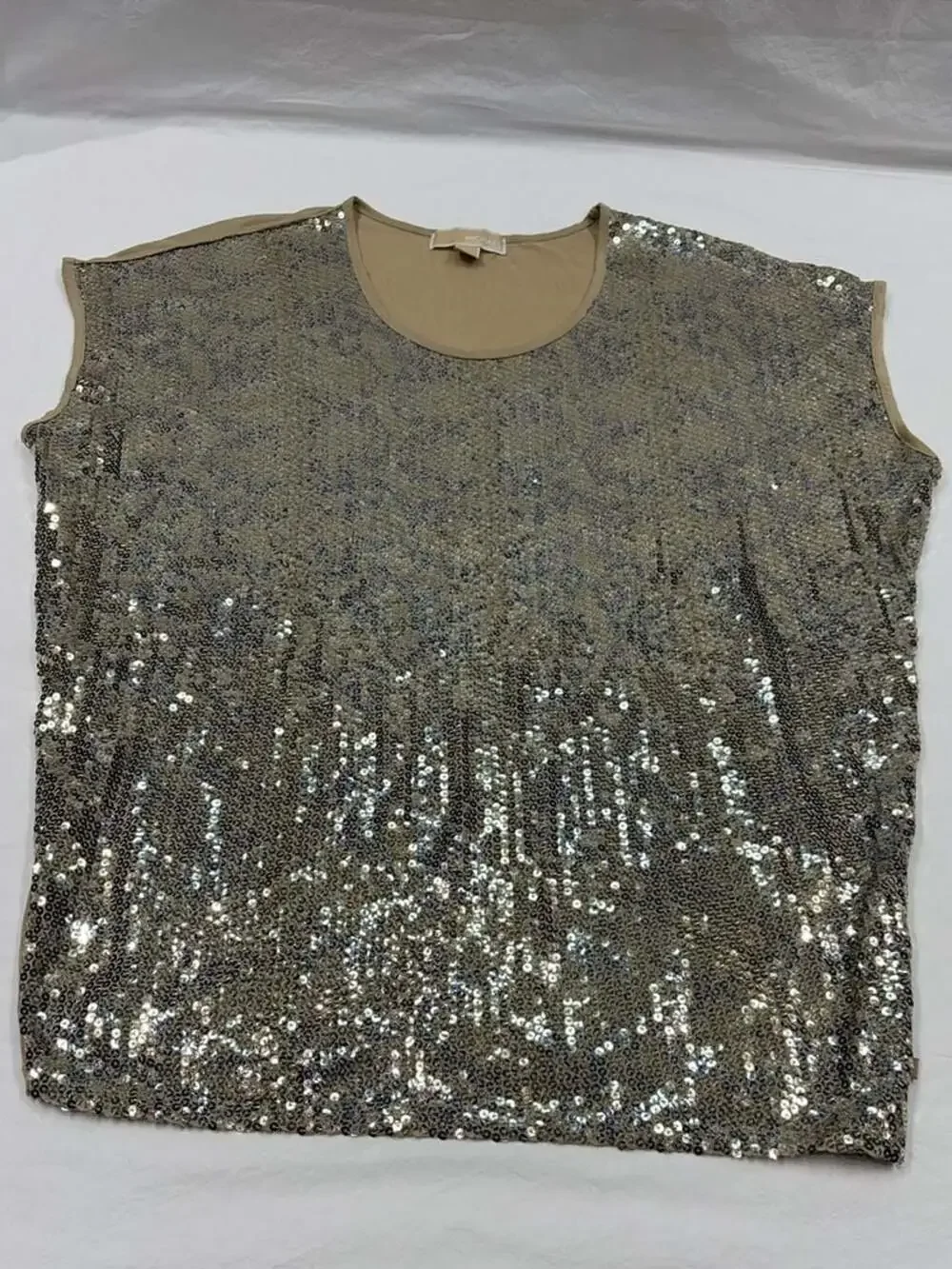 Michael Kors Women's Sleeveless Crew Neck Metallic Sequin Tank Top Size Large